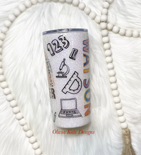 Load image into Gallery viewer, Teacher Boho Rainbow Glitter Tumbler