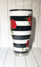Load image into Gallery viewer, Red Roses Striped Tumbler