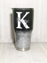 Load image into Gallery viewer, Black and Silver Chunky Glitter Tumbler