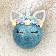 Load image into Gallery viewer, Blue Unicorn Inspired Ornament
