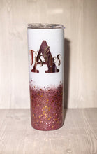 Load image into Gallery viewer, White and Rose Gold Chunky Skinny Glitter Tumbler