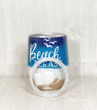 Load image into Gallery viewer, Beach Please Stemless Wine Glass