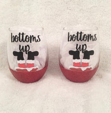 Load image into Gallery viewer, Bottoms Up Santa Wine Glass