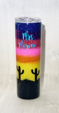 Load image into Gallery viewer, Cactus Sunset Skinny Glitter Tumbler