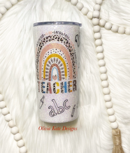 Load image into Gallery viewer, Teacher Boho Rainbow Glitter Tumbler