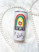 Load image into Gallery viewer, Teacher Rainbow Glitter Tumbler
