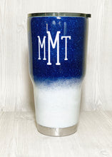 Load image into Gallery viewer, Blue and Snow White Ombré Glitter Tumbler