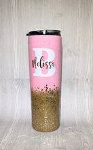 Load image into Gallery viewer, Blush and Gold Chunky Skinny Glitter Tumbler