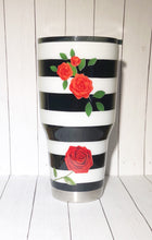 Load image into Gallery viewer, Red Roses Striped Tumbler