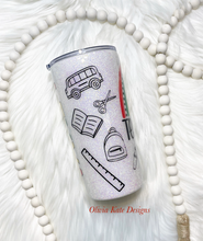 Load image into Gallery viewer, Teacher Rainbow Glitter Tumbler