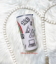 Load image into Gallery viewer, Teacher Rainbow Glitter Tumbler