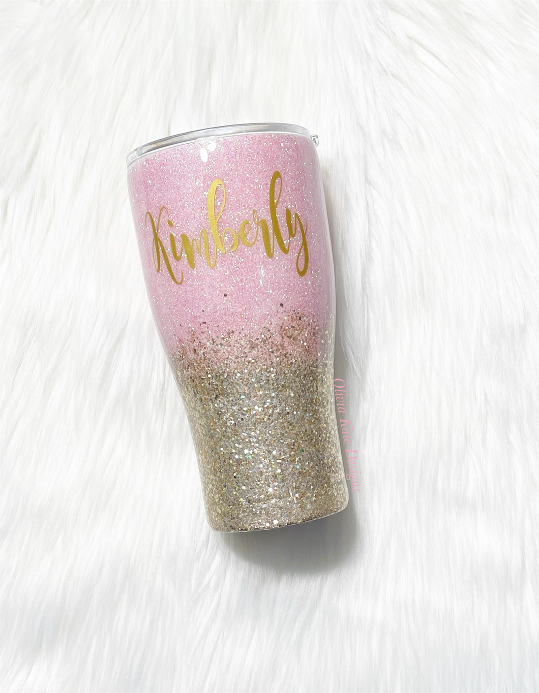 Blush Pink and Gold Glitter Ombre Tumbler