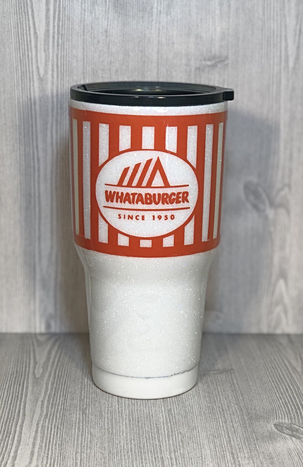Whataburger Themed Glitter Tumbler