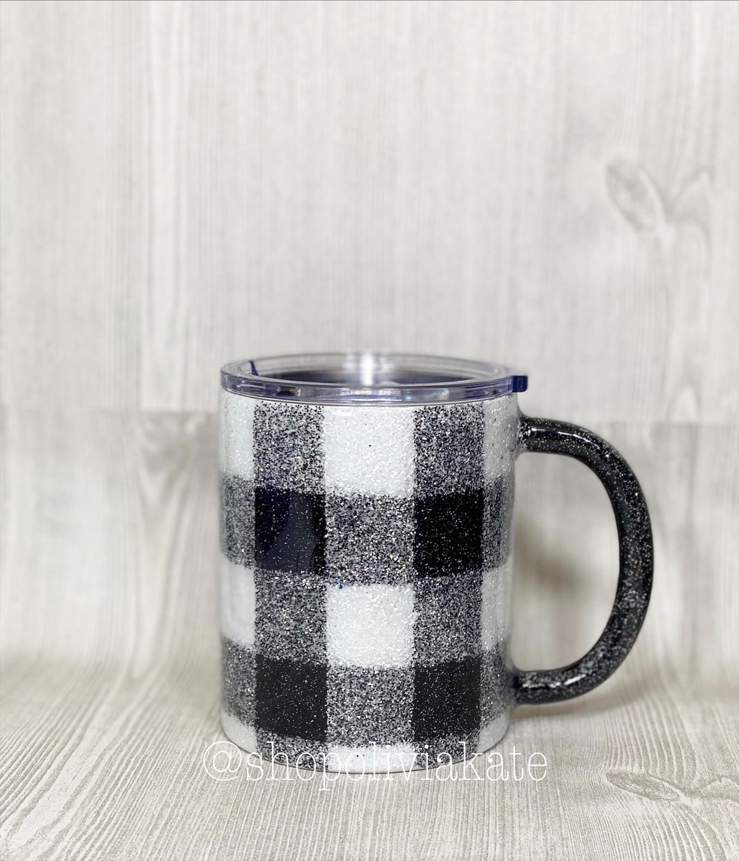 Cookies and Cream Plaid Glitter Tumbler