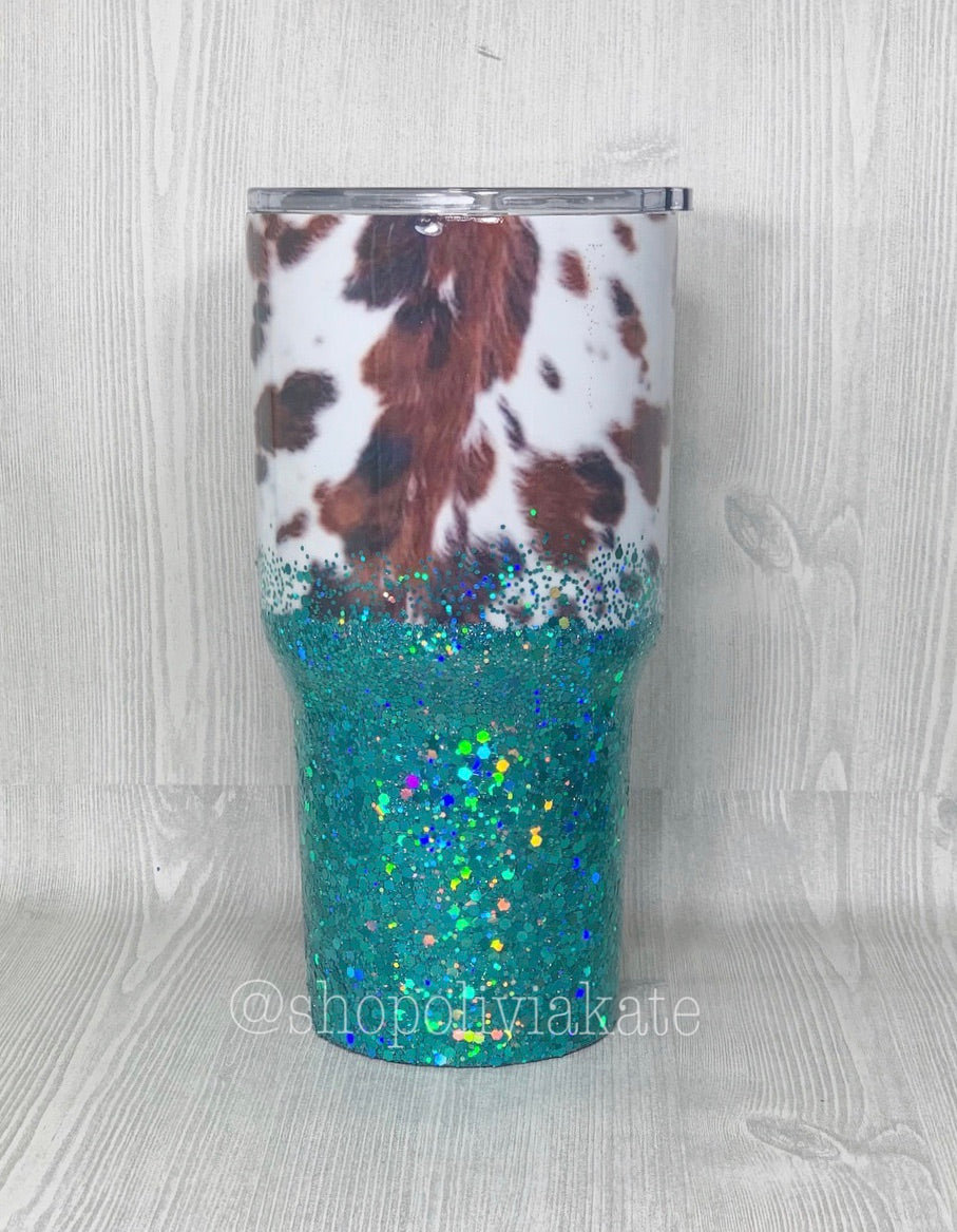 Cowhide Glitter Ombre Tumbler