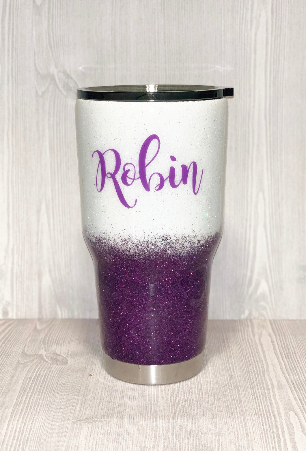 Snow White and Orchid Ombré Glitter Tumbler