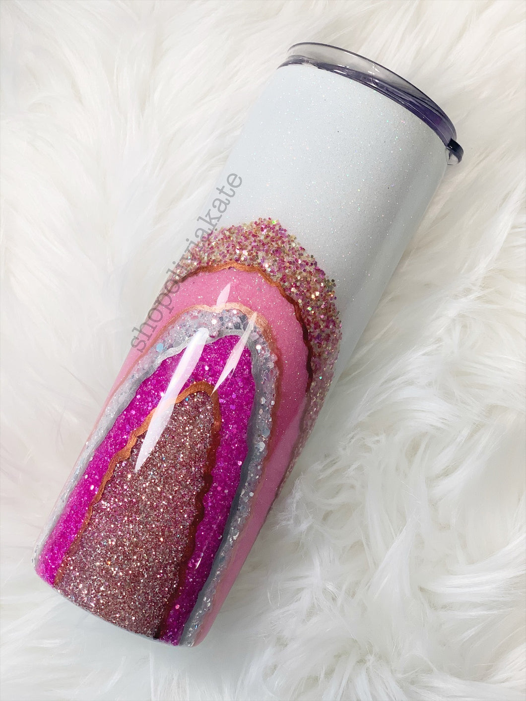 Rose Geode Glitter Tumbler