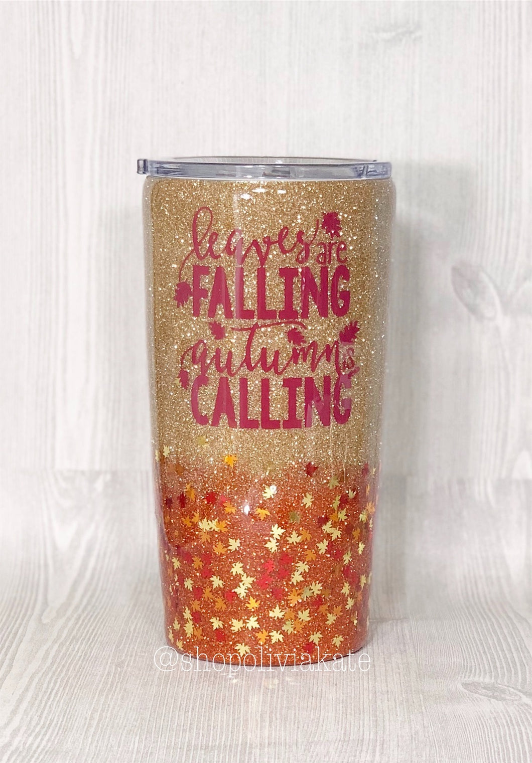 Falling Leaves Glitter Tumbler