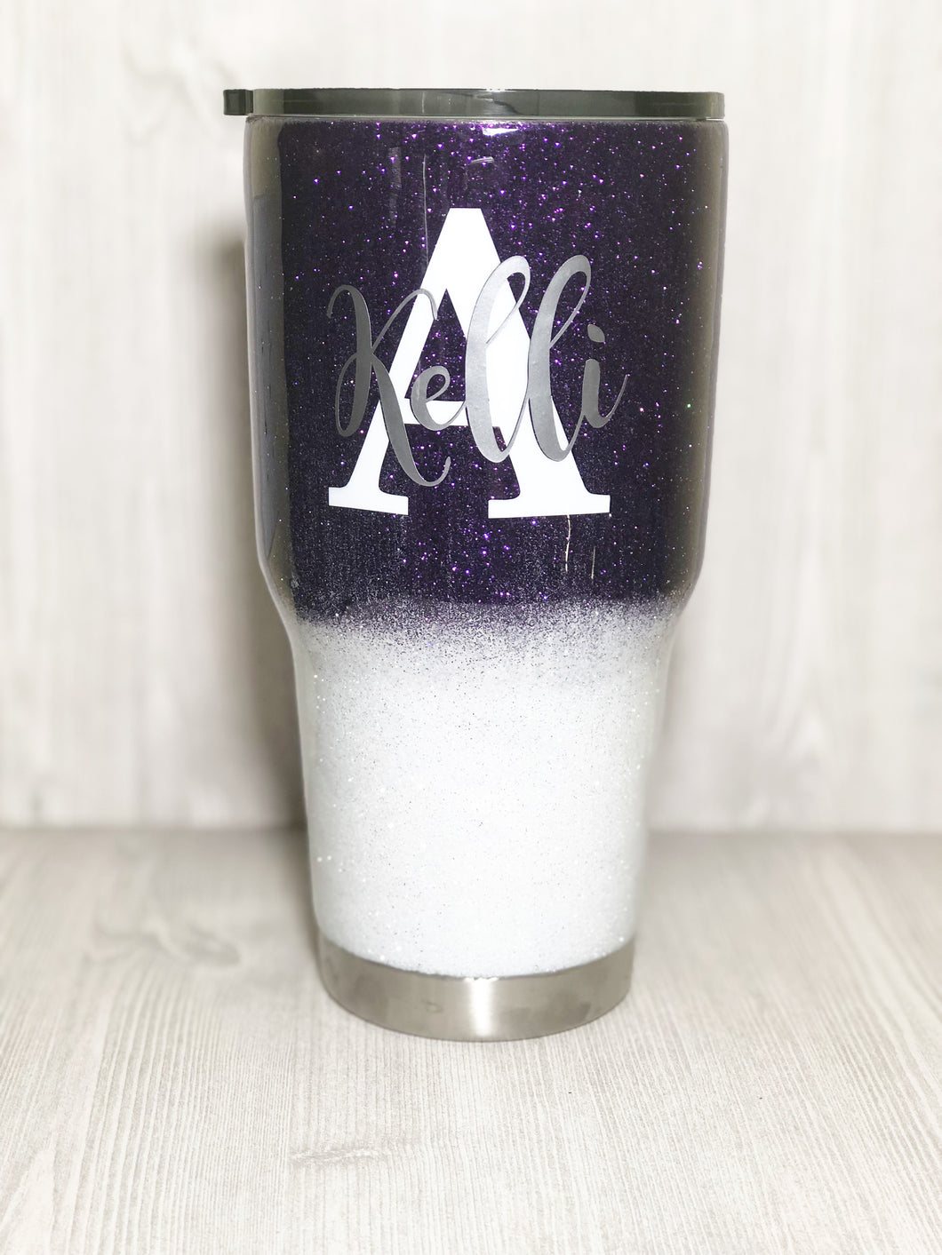 Orchid and Snow White Glitter Tumbler