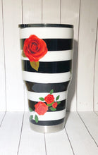 Load image into Gallery viewer, Red Roses Striped Tumbler
