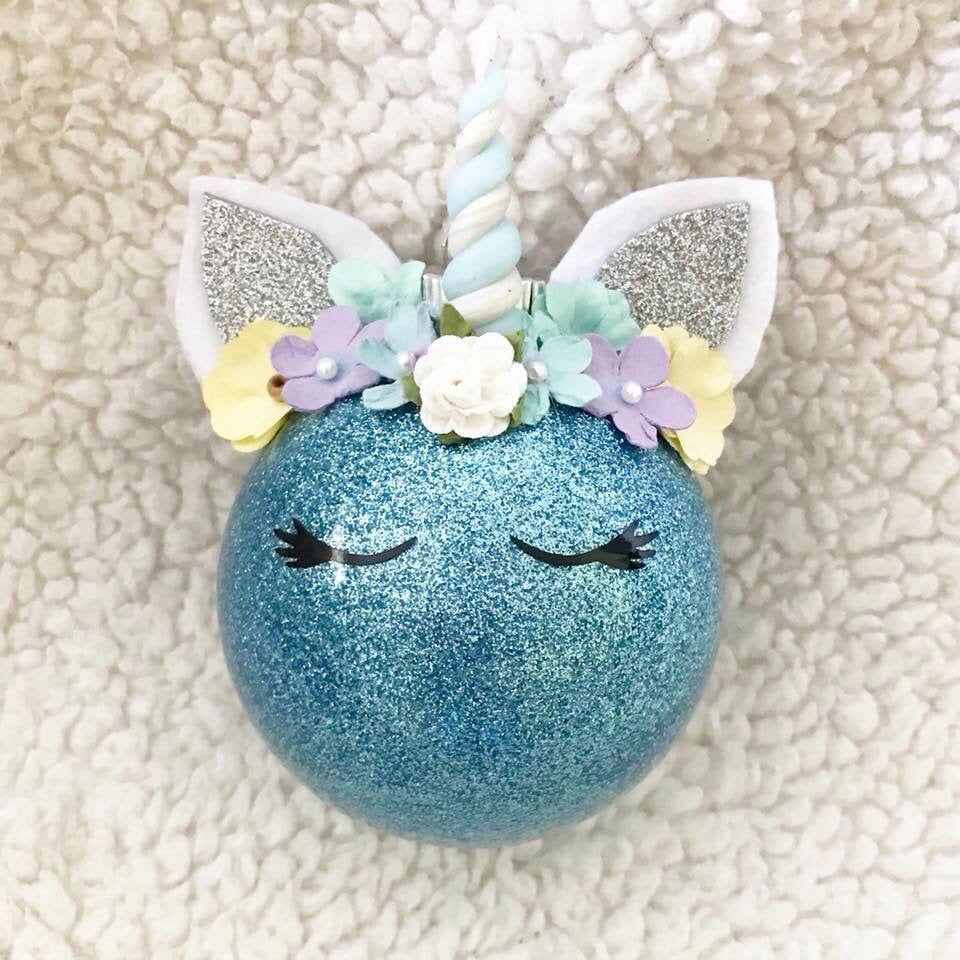 Blue Unicorn Inspired Ornament