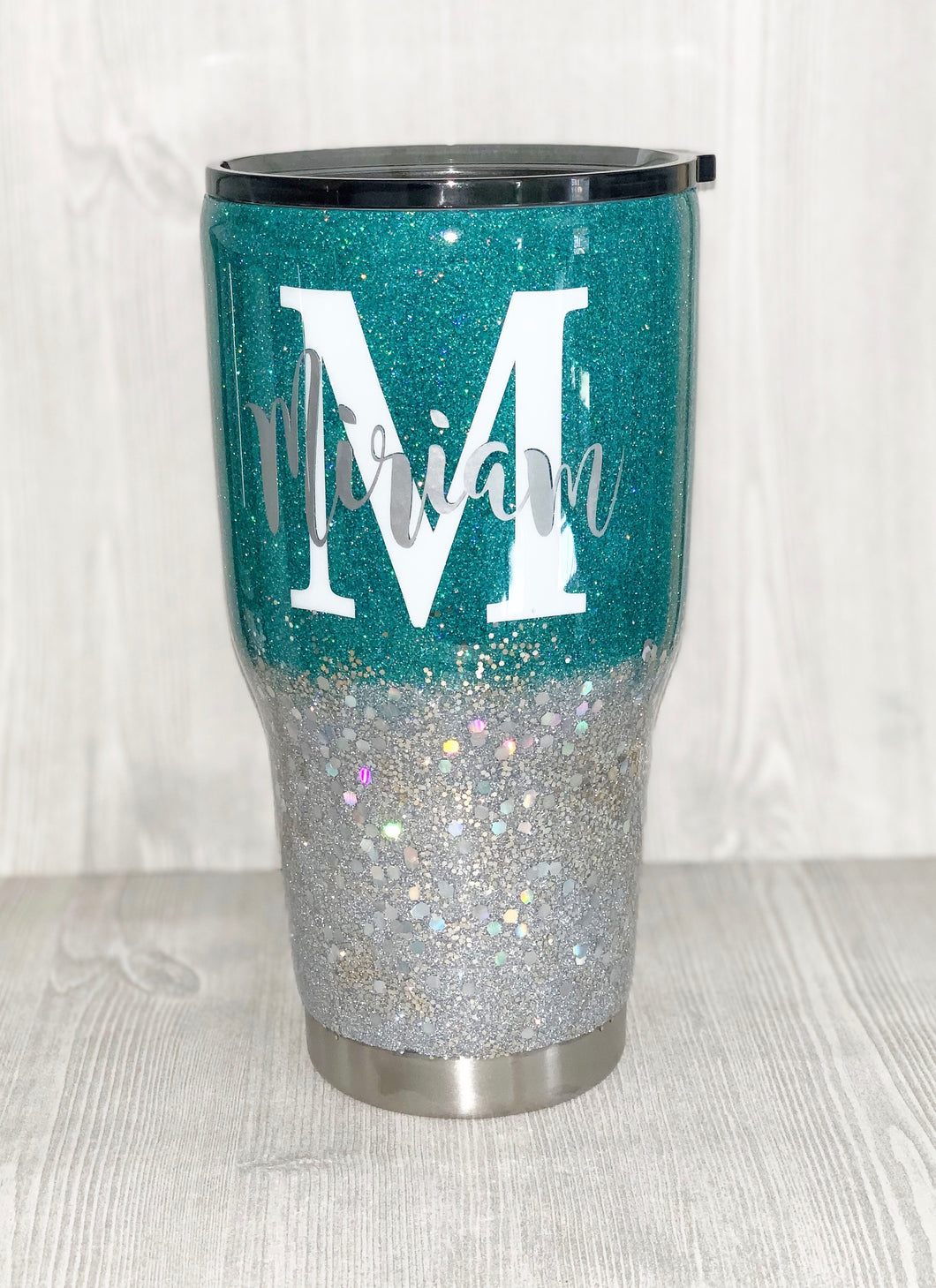 Deep Mint and Funky Town Chunky Glitter Ombre Tumbler