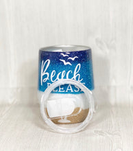 Load image into Gallery viewer, Beach Please Stemless Wine Glass

