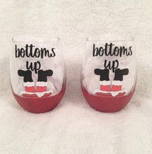 Load image into Gallery viewer, Bottoms Up Santa Wine Glass

