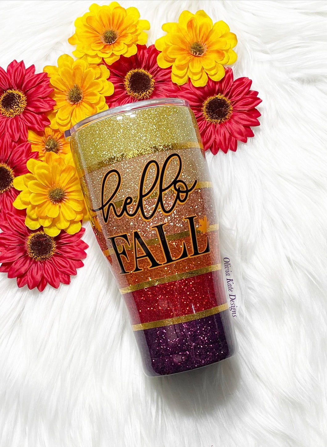 Hello Fall Glitter Tumbler