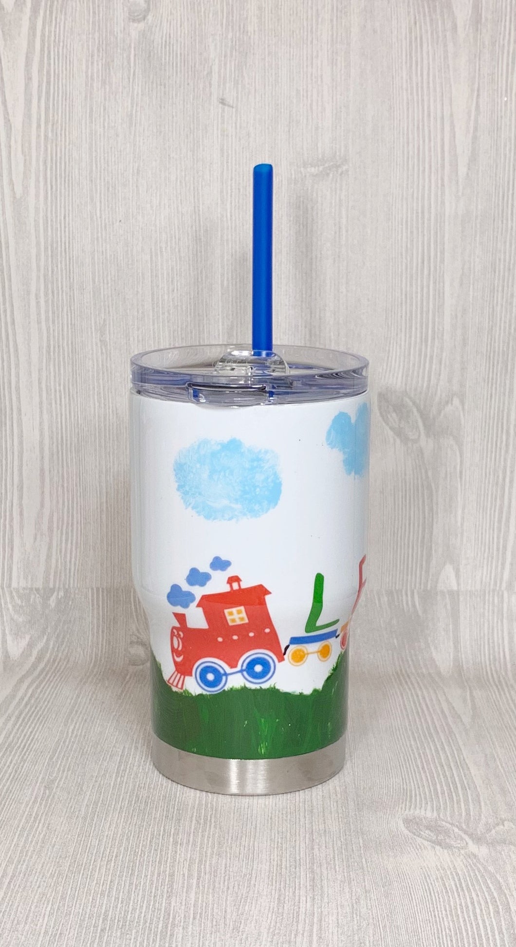 Train Handpainted Kids Tumbler