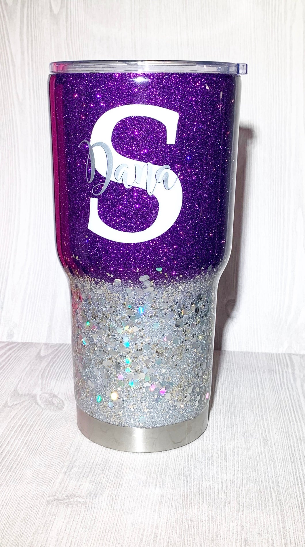 Royal and Silver Chunky Glitter Tumbler