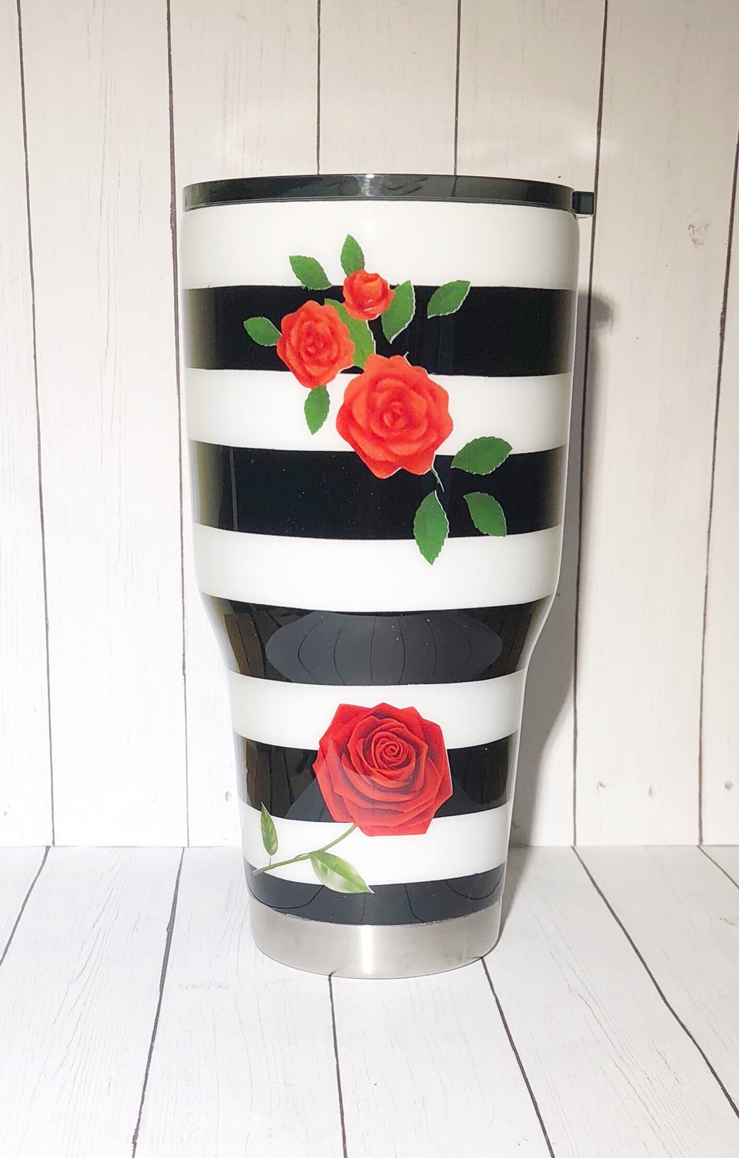 Red Roses Striped Tumbler