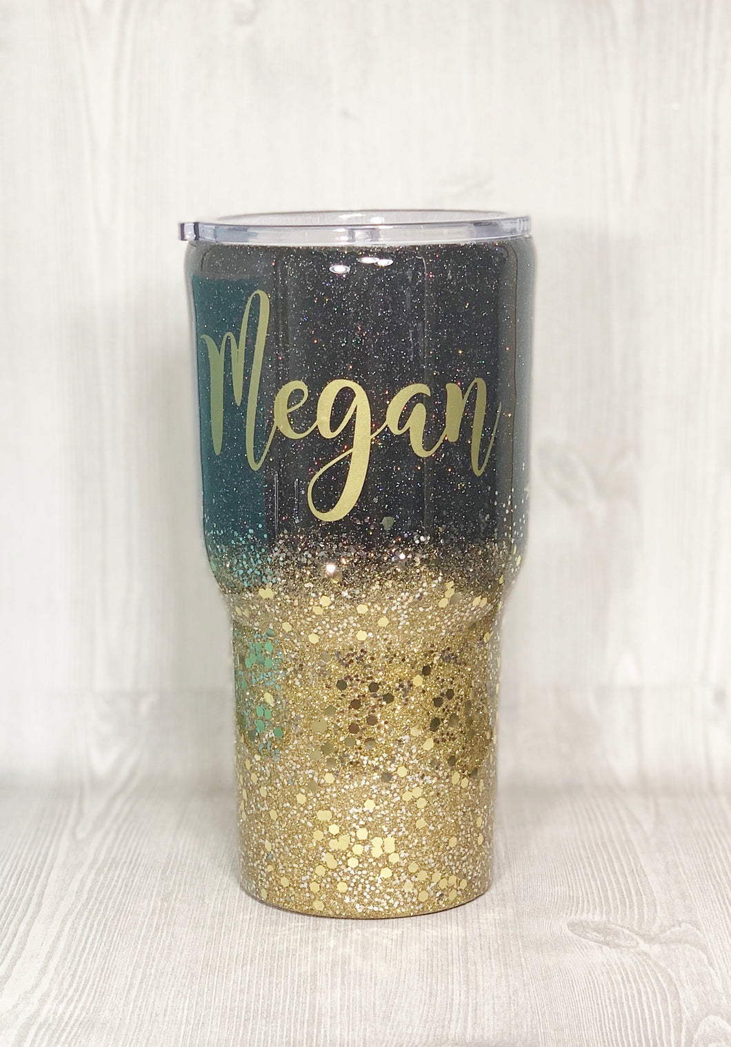 Gold and Black Glitter Tumbler