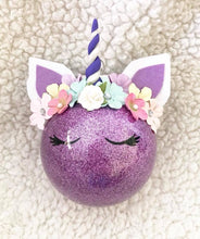 Load image into Gallery viewer, Purple Unicorn Inspired Ornament
