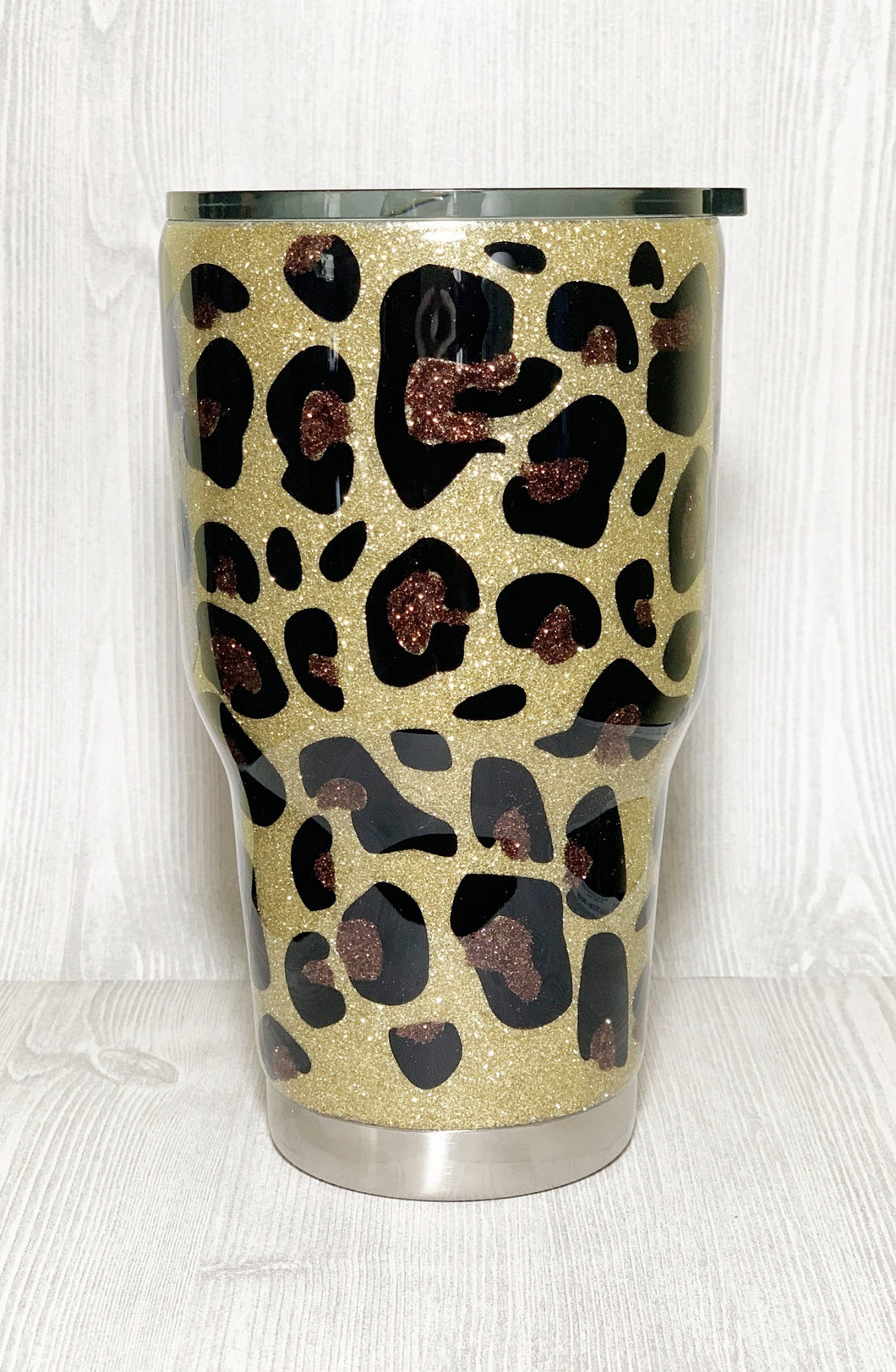 Leopard Print Glitter Tumbler