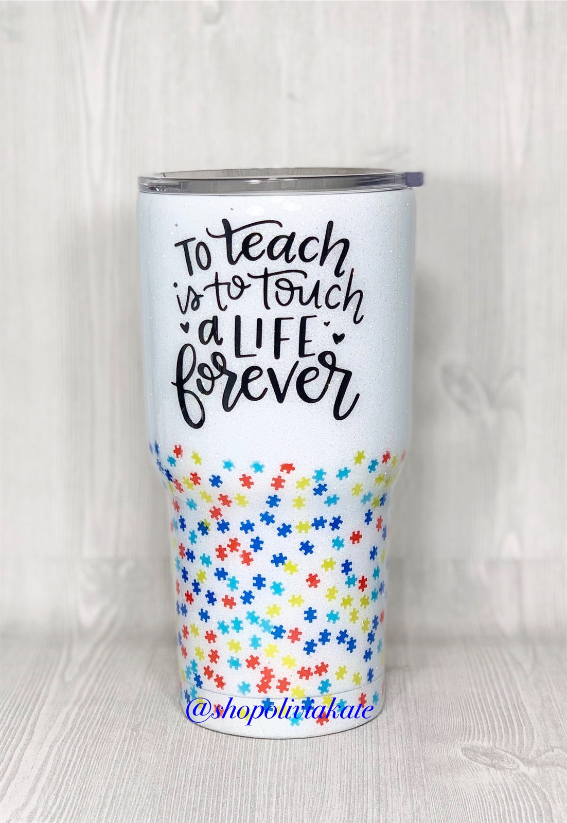 Teacher Puzzle Glitter Tumbler – Olivia Kate Designs
