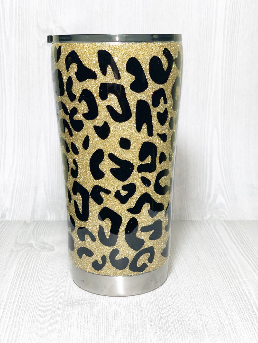 Cheetah Print Glitter Tumbler