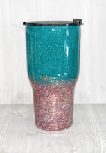 Load image into Gallery viewer, Deep Mint and Rose Gold Chunky Glitter Ombre Tumbler
