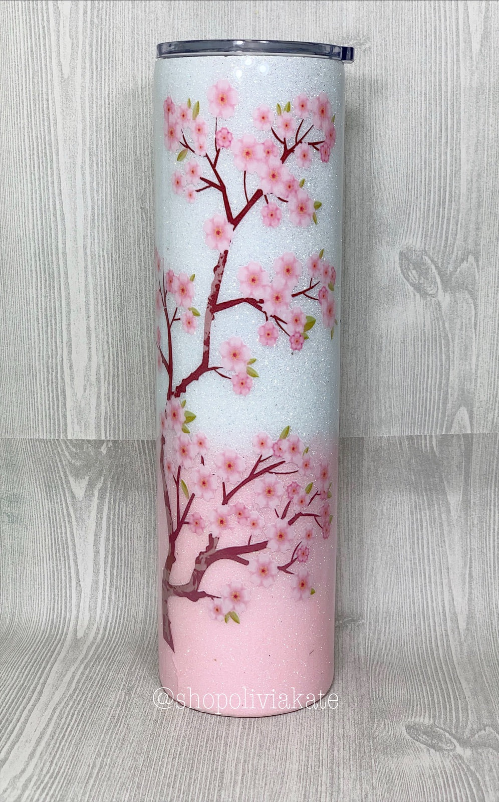 Cherry Blossom Glitter Tumbler