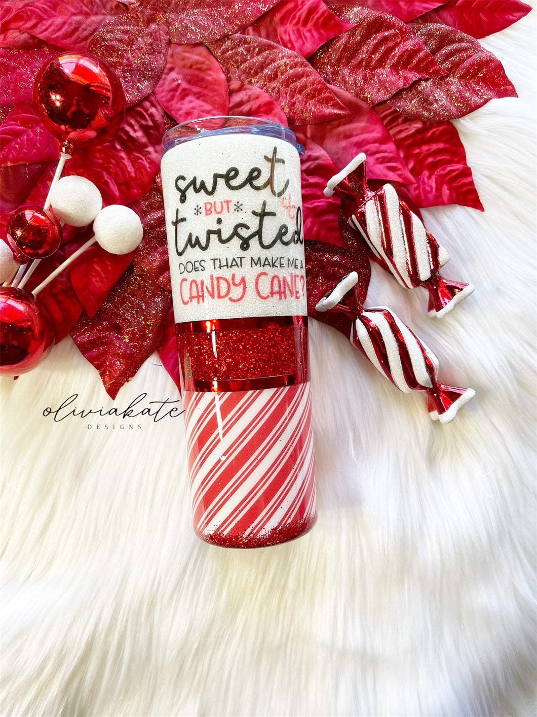 Candy Cane Glitter Tumbler