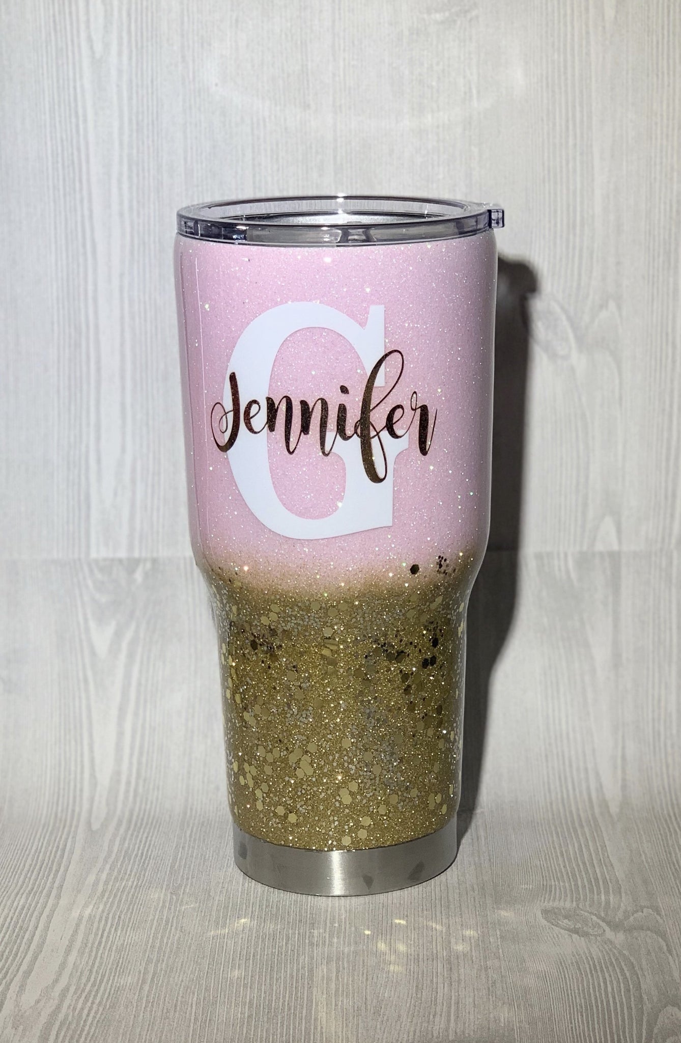 LV Rose Gold Glitter Tumbler – Olivia Kate Designs